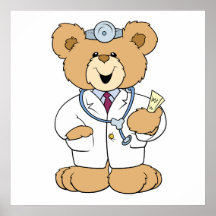 Cute Doctor Teddy Bear Print