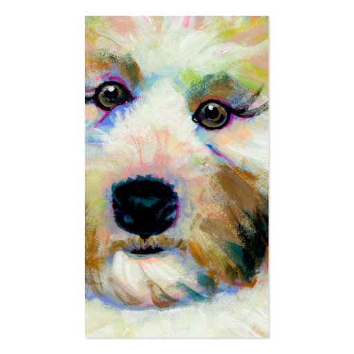 Cute dog adorable face fun colorful art painting business card templates (front side)