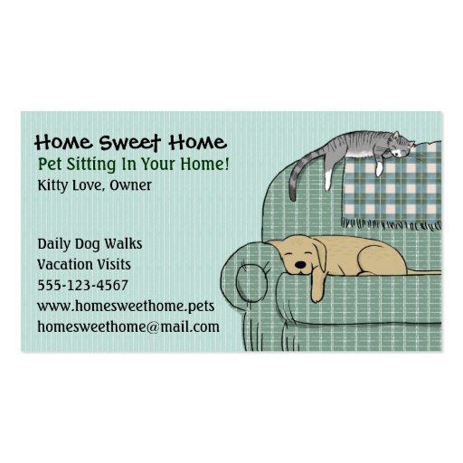 Cute Dog and Cat Pet Sitting - Animal Services Business Card Template