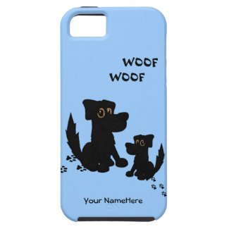 Cute Dog Family Blue Personal iPhone 5 Case
