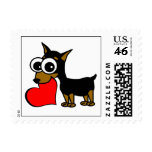 Cute Dog Holding Heart Postage Stamp