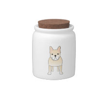 Cute Dog. Pale Cream French Bulldog. Candy Jars
