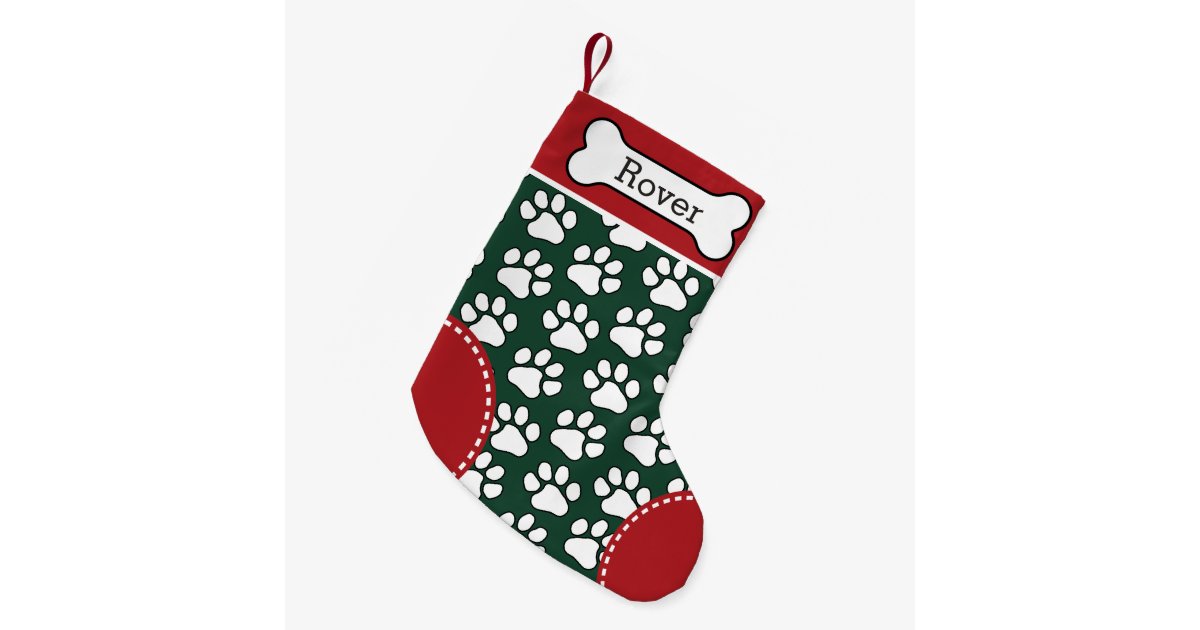 cute-dog-paw-print-pattern-custom-pet-name-small-christmas-stocking