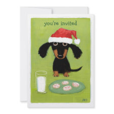 Cute Dog Santa Christmas Invitation invitation