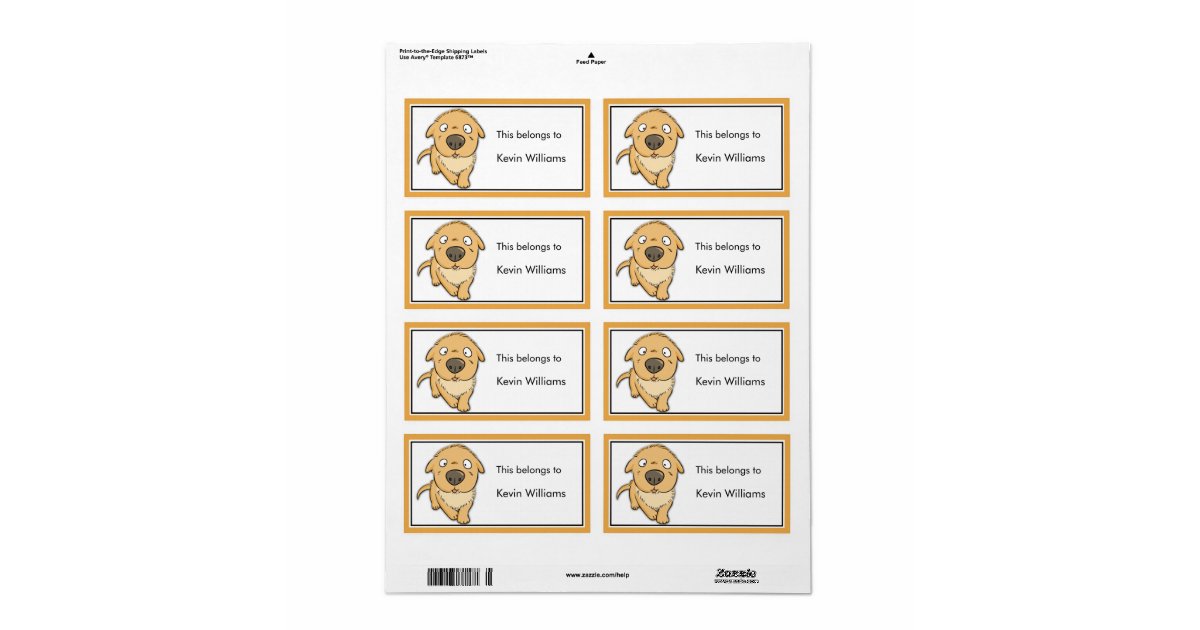 Cute Dog School Supplies Labels Zazzle