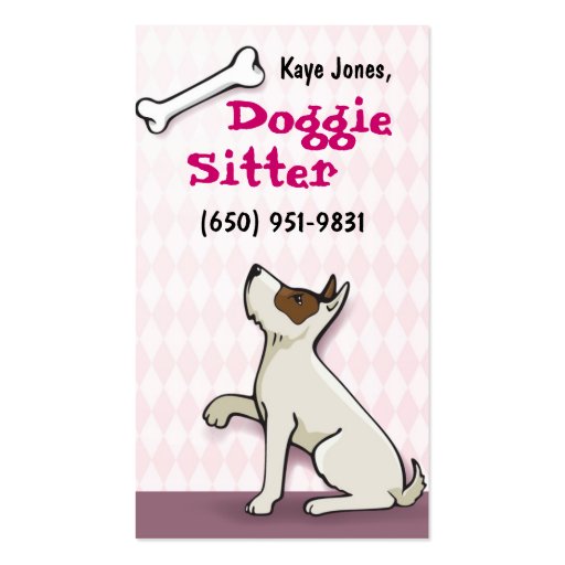 Cute Doggie Business Cards- pink (front side)