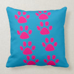 CUTE DOGGY PAW PRINT THROW PILLOWS - PINK GIFTS pillows
