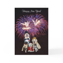 Cute Dogs & Cats Happy New Year Greeting Cards