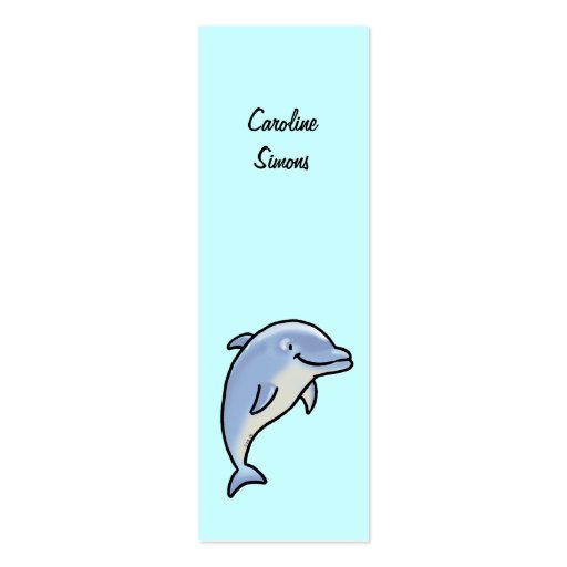 Cute dolphin bookmark business cards (front side)