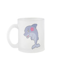 Cute dolphin girl with flower mug