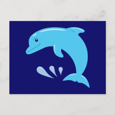 Blue Cartoon Dolphin