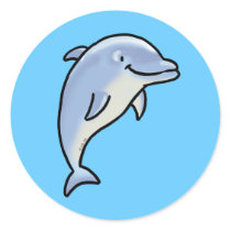 Cute dolphin round stickers