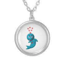 Cute Dolphin with Hearts Necklace