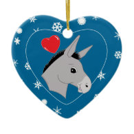 Cute Donkey Love Snowflakes Ornament