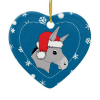 Cute Donkey Santa Hat Snowflakes Ornaments