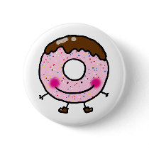 Cute donut (doughnut) pinback buttons