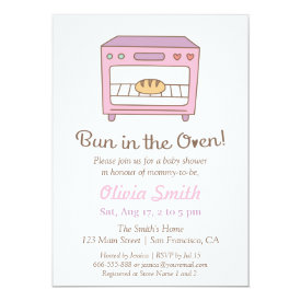 Cute Doodle Bun in the Oven Baby Shower 4.5x6.25 Paper Invitation Card