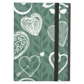 Cute Doodle Hearts and Flourish Pattern iPad Cases