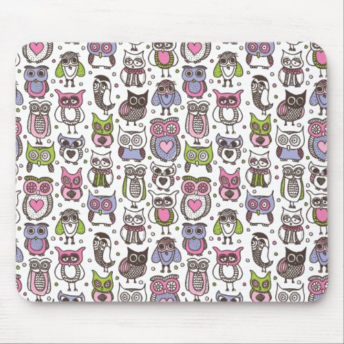 Lots of Funny Little Owls – Mousepad by Designalicious
