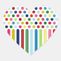Cute "Dots vs Stripes" Design Heart Sticker