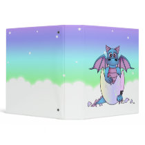 Cute Dragon Baby in Cracked Egg - Blue / Purple 3 Ring Binder