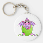Cute Dragon Baby in Cracked Egg - Pink / Purple Keychains
