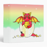 Cute Dragon Baby in Cracked Egg - Red / Yellow 3 Ring Binder