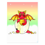 Cute Dragon Baby in Cracked Egg - Red / Yellow Post Card