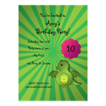 Cute dragon birthday invitation