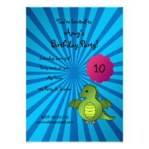 Cute dragon birthday invitation