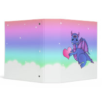Cute Dragon Heart Binder Blue - Pink -Purple