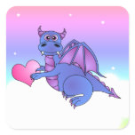 Cute Dragon Heart Stickers Blue - Pink -Purple