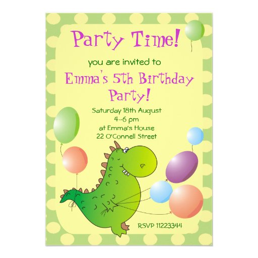 Cute Dragon Kids Party Invitation,Children's Party