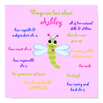 "Cute Dragonfly" Personalized Poster for children posters