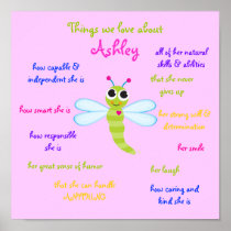 "Cute Dragonfly" Personalized Poster for children