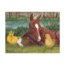 Cute duck chick & foal postcard by Fine_Art_of_Morgane Cute duck chick & foal postcard