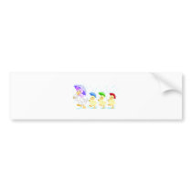 Cute Duck Family in Rain bumper stickers