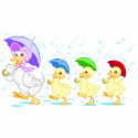Cute Duck Family in Rain photo sculptures