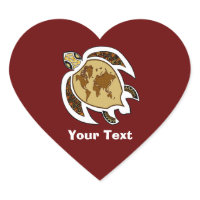 Cute Earth Day Turtle On Heart Shape Stickers sticker