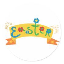 Cute Easter Banner with flowers stickers