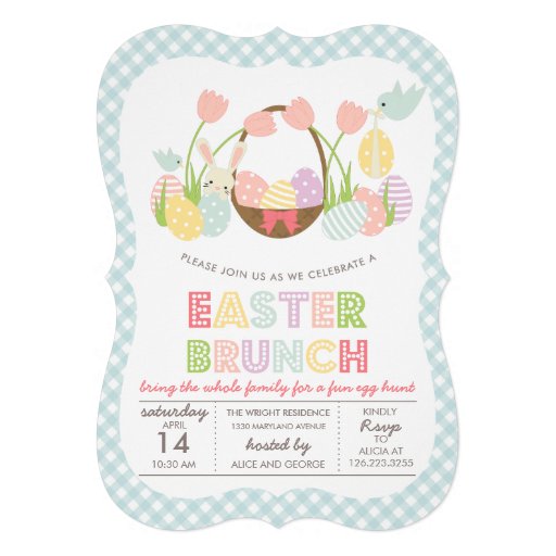 Cute Easter Brunch Egg Hunting Custom Invitation (front side)