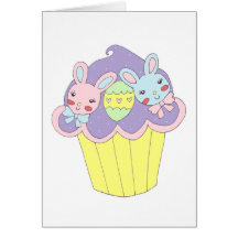 Cute Easter Bunnies Cupcake Greeting Cards
