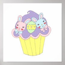 Cute Easter Bunnies Cupcake Posters