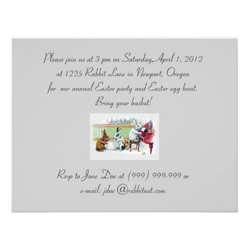 Cute Easter Bunnies - Vintage Easter Party Custom Announcement