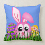 Cute Easter Bunny and Egg MoJo Square Throw Pillow pillows