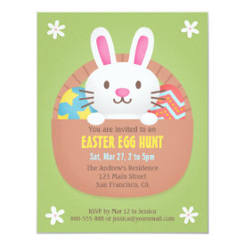 Cute Easter Bunny Egg Hunt Party Invitations