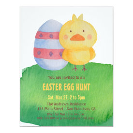 Cute Easter Chick Egg Hunt Party Invitations