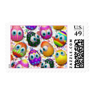 Cute Easter Eggs Cartoon postage stamps