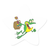 cute easter froggy frog with egg basket stickers