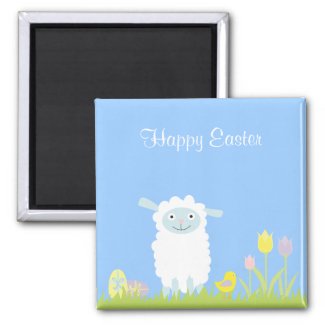 Cute Easter Lamb with Eggs Magnet magnet